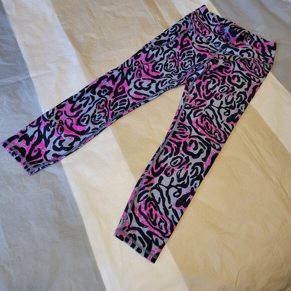 Under Armour Leggings Blue Pink Print Activewear Size Medium - Picture 1 of 8